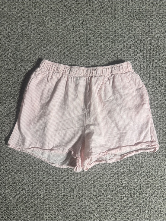 Subdued Pants - Subdued Light Pink Pinstripe Women's Elastic-Waist Shorts- M